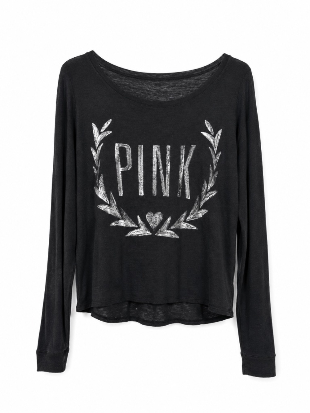 Victoria's Secret PINK Black Lightweight Pullover Sweatshirt Size Medium